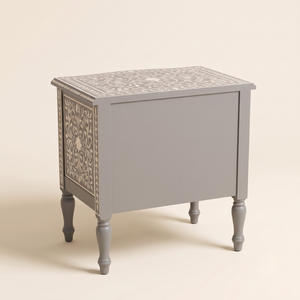 Handcrafted Floral bone inlay <b>side</b> <b>table</b> serving as a modern nightstand for home <b>bedroom</b> Furniture decor - Product Image 2