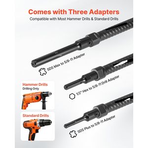 Punta diamantata per carotaggio a secco da 1 pollice di diametro, profondità di foratura 9-1/2 pollici, filettatura interna 5/8-11, 3 adattatori per muratura e cemento - Product Image 3