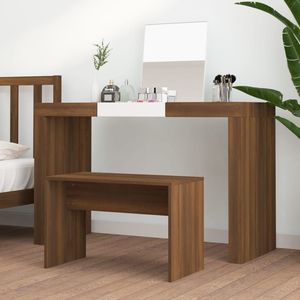 Tabouret de maquillage en bois d'ingénierie chêne brun 27,6x13,8x17,7 po, accessoire de coiffeuse - Product Image 3