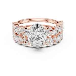 VVS E-F 2ct Oval Cut Lab Grown Diamond Engagement <b>Ring</b> 18K Solid Gold IGI Certified Marquise Cluster <b>Split</b> Shank Fine <b>Ring</b> - Product Image 5