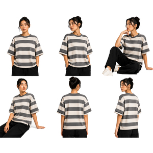 Womens Heavyweight Cotton Boxy Tee Custom Oversized Relaxed Fit T Shirt Streetwear Private Label OEM ODM Bulk Clothing Supplier - Product Image 6