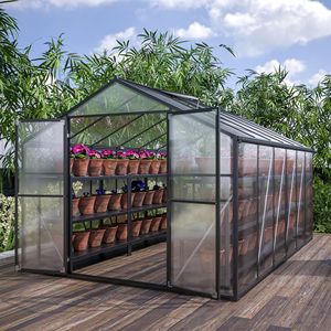 Serre extérieure robuste 8 x 12 avec double porte, grande serre en polycarbonate avec deux options de ventilation pour l'entretien du jardin - Product Image 1