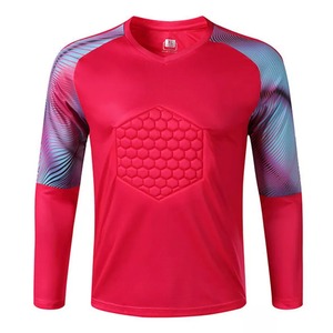 เสื้อผู้รักษาประตูฟุตบอลแขนยาวสีม่วงสำหรับผู้ชาย คอวี พิมพ์ลายเรขาคณิต บุฟองน้ำ ระบายอากาศได้ดี ซับเหงื่อ ทรงสปอร์ต - Product Image 2