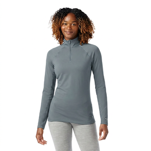 Haut sportif pour femme, col roulé, manches longues, fermeture éclair quart de tour, noir, coupe ajustée, tricoté en polyester, séchage rapide, couleur unie, pour l'automne - Product Image 4
