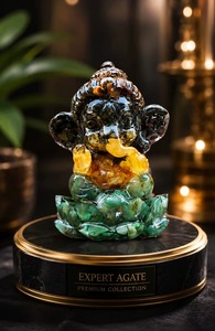 Top Quality Handmade Carved Citrine Ganesha Figurine <b>Animal</b> Theme Art Collectible Semi-Precious Stone Craft - Product Image 2