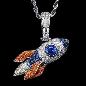 Colgante de Cohete Iced Out Personalizado de Plata 925 con Moissanita, Joyería Hip Hop, Colgante Bling para Hombre, Joyería Fina - Product Image 1