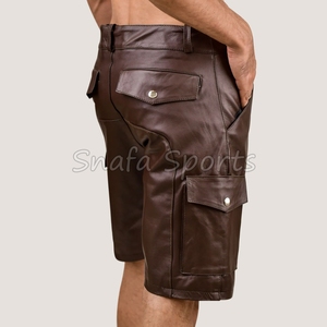 กางเกงขาสั้นหนังผู้ชายคุณภาพสูงขายดี สำหรับออกกำลังกายและสวมใส่ลำลอง กำลังขายดี - Product Image 5