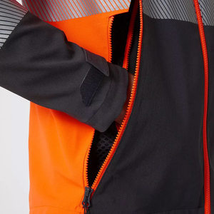 <b>Hi</b> <b>Vis</b> Work <b>Jacket</b> Men Orange Black Reflective Stripe Windproof Stand Collar Zipper Front Safety Coat Autumn Wear - Product Image 6
