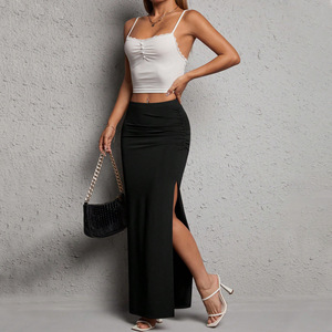 Fashion Breathable Casual Women's Elegant Skirts Solid Satin Midi Length Women's Skirts - Product Image 1
