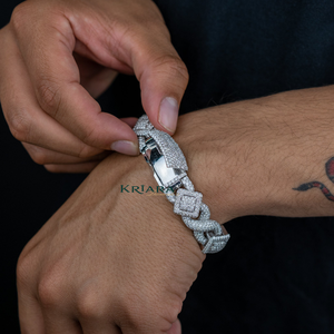 กำไลข้อมือเพชรคิวบา S925 เพชรเลี้ยงในห้องปฏิบัติการ ทรงกลมเจียระไนแบบเหลี่ยม ชุบทอง หรูหรา สำหรับทุกเพศ ใส่ได้ทุกวัน - Product Image 3