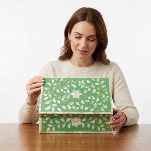 Cajas de Regalo de Madera con Incrustaciones de Nácar Verde para Joyería y Collares, Listas para Enviar - Product Image 1
