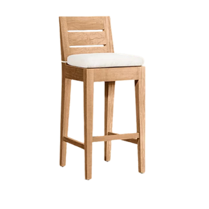 Modern Minimalist Solid Teak Bar <b>Stool</b> with Upholstered Cushion <b>Seat</b> and Durable Backrest for Luxury Hotel Restaurant - Product Image 4