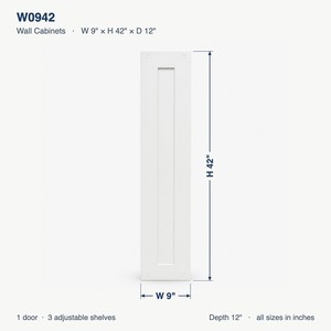 Armoire murale de cuisine sur mesure 9 x 42 pouces, style Shaker blanc, RTA, directement de l'usine au Vietnam - Product Image 6