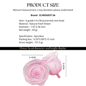 Caja de 6 rosas preservadas, color rosa, ideal para el Día de la Madre, San Valentín, bodas, elaboración de ramos y decoraciones de lujo. - Product Image 2