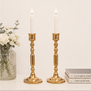 Elegant Vintage <b>Brass</b> Taper Candle <b>Holders</b> Set Antique Gold <b>Candlestick</b> Stand for Wedding Centerpieces Dining Table Low Price - Product Image 2