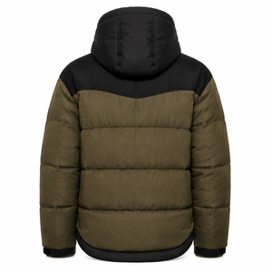 Factory Direct Hooded Puffer <b>Jacket</b> Outdoor Winter Design Adjustable Drawcord Hood Custom Woven Patch Service Snap Storm - Product Image 3