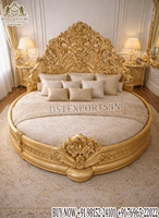Lit rond moderne de luxe pour maison haut de gamme, ensemble de chambre à coucher en teck de haute qualité, confortable, hauteur réglable, prix Inde