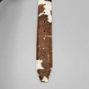 Ceinture en cuir de vachette noir massif vintage rivetée avec boucle ardillon en alliage argenté, style décontracté, cuir véritable, largeur 3,5 cm, 120 cm - Product Image 4