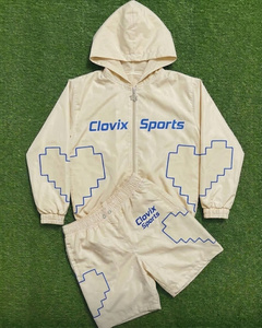 CLOVIX SPORTS Men Fashion Windbreaker Set <b>Zipper</b> <b>Jacket</b> with Shorts Lightweight Sportswear Tracksuit - Product Image 4