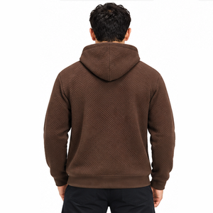 Vente en gros de sweat-shirts à capuche pour hommes en tricot gaufré, décontractés, à manches longues, style streetwear personnalisé, usine de vêtements - Product Image 4