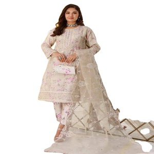 Eid bordado Organza tres piezas Punjabi trajes adultos Dr. Haris Vol ELAF largo Maxi Frock mujer fiesta pesada Salwar Kameez - Product Image 1