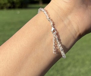 Pulsera de Cuentas de Cristal de Diamante Herkimer Genuino, Hecha a Mano, Plata de Ley 925, Joyería Minimalista, Proveedor de Fábrica - Product Image 4