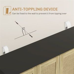 Kitchen Storage Cabinet with Woven Baskets - Product Image 2