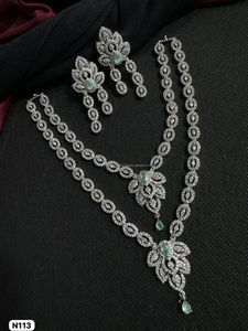 Ensemble de bijoux de mariée en diamant américain classique Collier et boucles d'oreilles en deux pièces pour mariage Style classique à la mode - Product Image 2