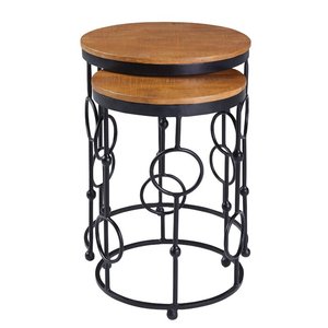 Industrial Design Metal <b>Nesting</b> <b>Table</b> Set with Premium Wood Surface for Coffee <b>Tables</b> and Side <b>Table</b> Use - Product Image 4