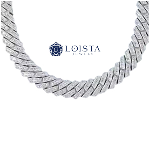 Rhodium Plated 925 Silver <b>Rope</b> <b>Chain</b> Necklace With Round Brilliant Cut Diamonds Unisex Luxury Geometric Design - Product Image 4