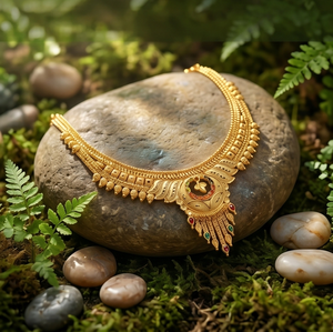 Divyoro Traditional Copper Alloy Yellow Gold <b>Statement</b> <b>Necklace</b> Enamel Tassel Pendant Adjustable Length Classic Ethnic Wedding - Product Image 4