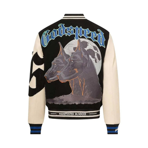 <b>Men's</b> Wool Blend High School Varsity <b>Jacket</b> Embroidered Lettering Preppy Style Autumn Turn Down Collar Regular Fit Wear <b>Jacket</b> - Product Image 3