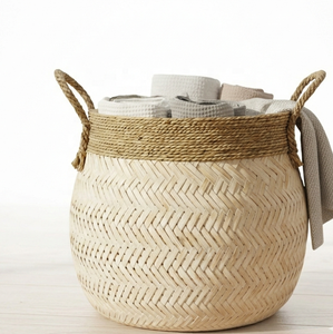 ตะกร้าไม้ไผ่สำหรับใช้ในบ้าน ตะกร้าเก็บของอเนกประสงค์จากไม้ไผ่รักษ์โลก ผลิตในเวียดนาม ตะกร้าตกแต่งทรงกลม - Product Image 2