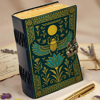 Journal en cuir Scarabée Égyptien, fait main, style Égypte Ancienne, classique, religieux, vintage, papier à bords festonnés, 200 pages, journal de mythologie