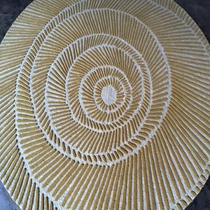 Tapis de luxe rond à motif spirale, beige neutre, tufté à la main, texturé, tapis contemporain doux pour salon, chambre à coucher, décoration intérieure - Product Image 3