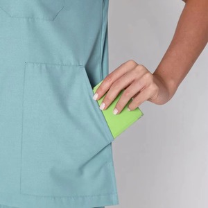 Women's <b>Scrub</b> <b>Top</b> V-Neck Short Sleeve With Pockets Hospital Uniform Woven Cotton Polyester Blend - Product Image 5