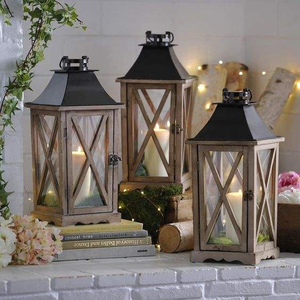 Lanterne en bois artisanale, cadeau, design classique, respectueuse de l'environnement, décoration pour la maison, le jardin, Noël, mariage, personnalisable (ensembles 01) - Product Image 5