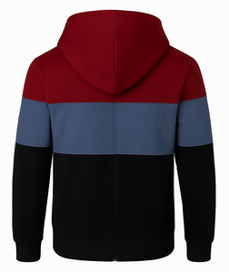 Sweat-shirt à capuche zippé pour homme, hiver, color block, avec poches - Imperméable, respirant, polyester/coton écologique - Product Image 3