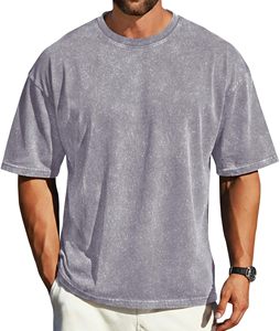 Camiseta Oversize de Diseño para Hombre, Algodón Pesado, Cuello Redondo, Manga Corta, Estilo Urbano, Ajuste Holgado, Casual, a la Moda, Disponible - Product Image 1