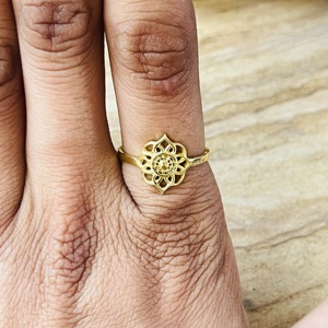Premium Look Bohemian Floral <b>Ring</b> <b>Dainty</b> Brass <b>Ring</b> For Women 18k Gold Plated Mandala Band Tribal Flower Jewelry For Wholesale - Product Image 4