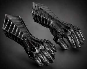 ถุงมือเหล็กสไตล์ยุคกลาง ชุบนิกเกิลสีดำ แบบโบราณ สำหรับคอสเพลย์ - Product Image 1