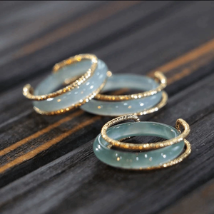 Tendance Jade Plaqué Or Anneau Ouvert Réglable Wrap Conception Femmes Bijoux De Mode - Product Image 1