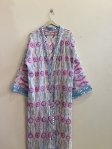 เสื้อคลุมกิโมโนสไตล์โบฮีเมียนปักลายฮิปปี้แบบยาว งานฝีมือวินเทจ - Product Image 5
