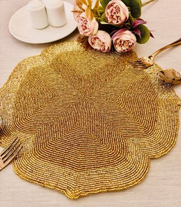 Handmade <b>Beaded</b> Embroidery <b>Placemats</b> Elegant Decorative Dining Table Mats Luxury Home Table Setting Accessories at cheap price - Product Image 1