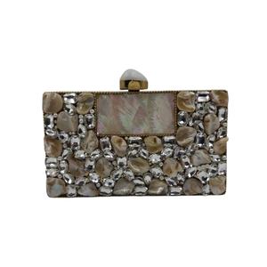 Bolso de mano de lujo con incrustaciones de nácar, latón y ágata para mujer, ideal para bodas, fiestas y aniversarios. - Product Image 1