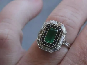 3.99 Carat Vintage Art Deco Style Moissanite <b>Emerald</b>-Cut Engagement <b>Ring</b> 925 <b>Silver</b> Rhodium Plated Prong Setting Luxury Classic - Product Image 4