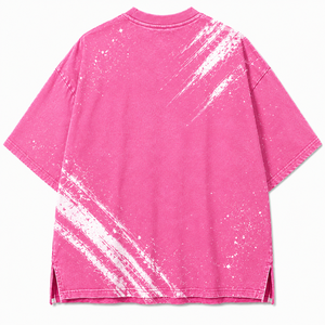 Camiseta Extra Grande con Logotipo Personalizado, Camiseta de Manga Corta para Hombre, Jersey Rosa de Algodón, Ropa Casual Urbana, Estampado Frontal con Letras, Cuello Redondo - Product Image 2