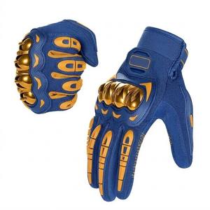 Stylish Design Motorbike <b>Gloves</b> Leather Hard Knuckle Protection Full Finger Racing Gear for Street Riding - Product Image 1