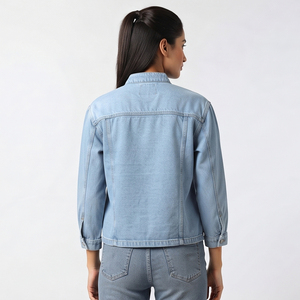 Chemise en jean boutonnée pour femme, manches longues, écologique, respirante, streetwear, tenue décontractée d'été avec poche poitrine - Product Image 5