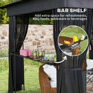 Gazebo da Giardino 3x3m con Doppio Tetto, Protezione UV30+, Ripiani e Zanzariera per Esterni, Prato, Cortile, Terrazza, Villa - Product Image 5